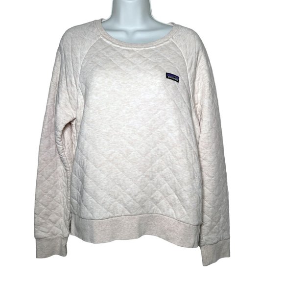 Patagonia Women's Organic Cotton Quilt Crew Sweatshirt Beige Pullover Top Small - Picture 2 of 10